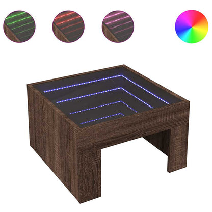Tavolino da Salotto con LED Infinity Rovere Marrone 50x50x30 cm | homemem39