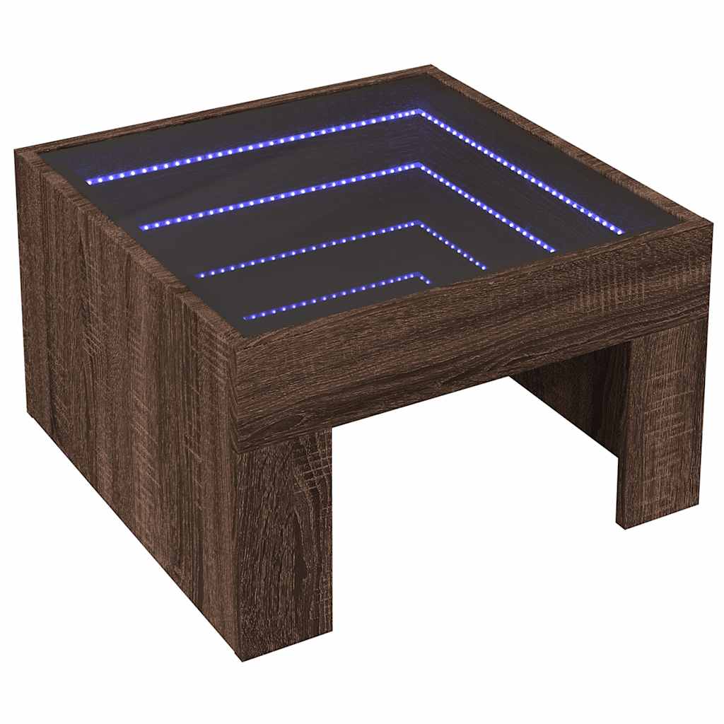 Tavolino da Salotto con LED Infinity Rovere Marrone 50x50x30 cm | homemem39