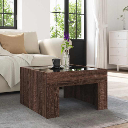 Tavolino da Salotto con LED Infinity Rovere Marrone 50x50x30 cm