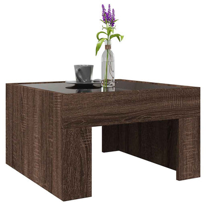 Tavolino da Salotto con LED Infinity Rovere Marrone 50x50x30 cm