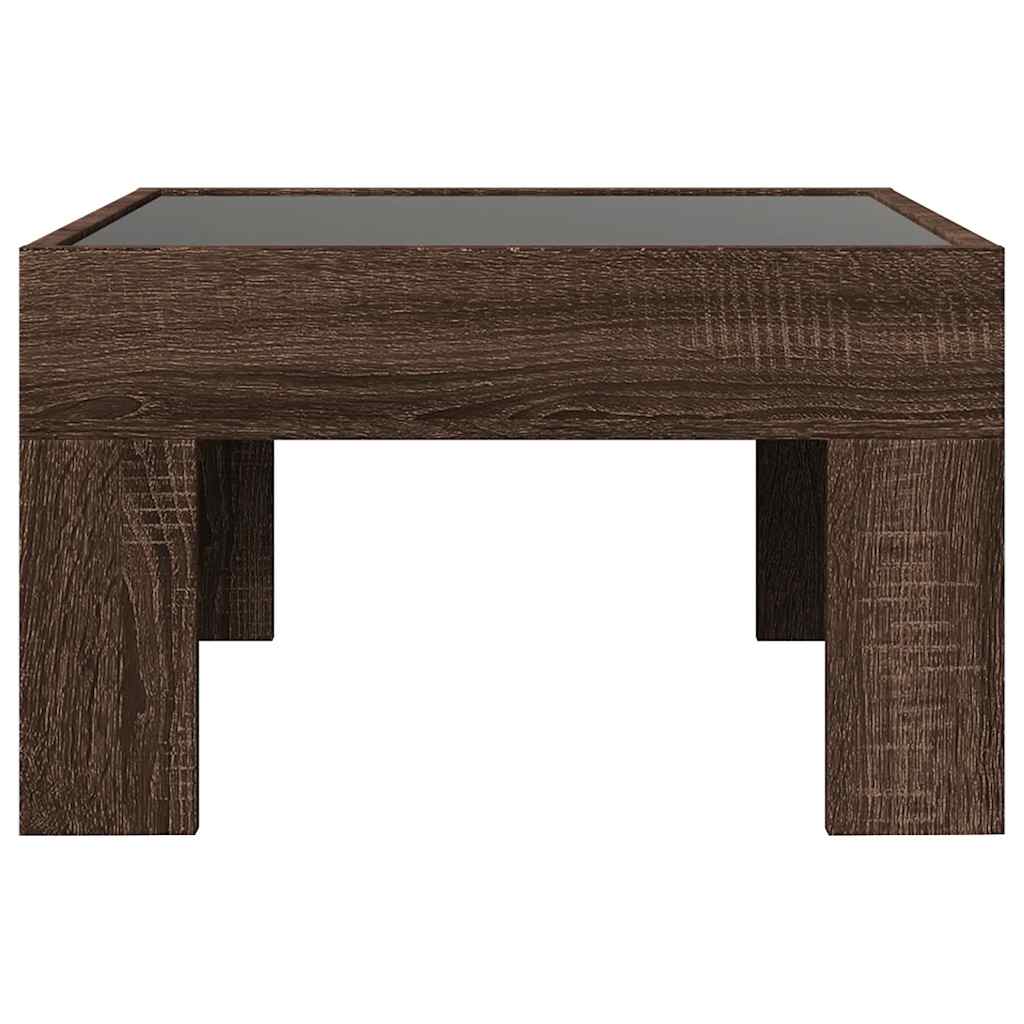 Tavolino da Salotto con LED Infinity Rovere Marrone 50x50x30 cm | homemem39