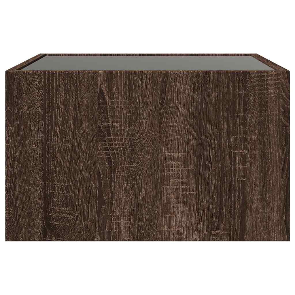 Tavolino da Salotto con LED Infinity Rovere Marrone 50x50x30 cm | homemem39