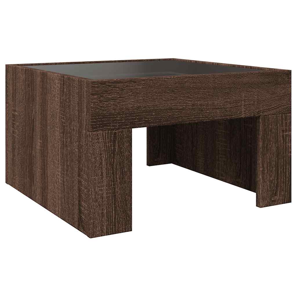 Tavolino da Salotto con LED Infinity Rovere Marrone 50x50x30 cm | homemem39