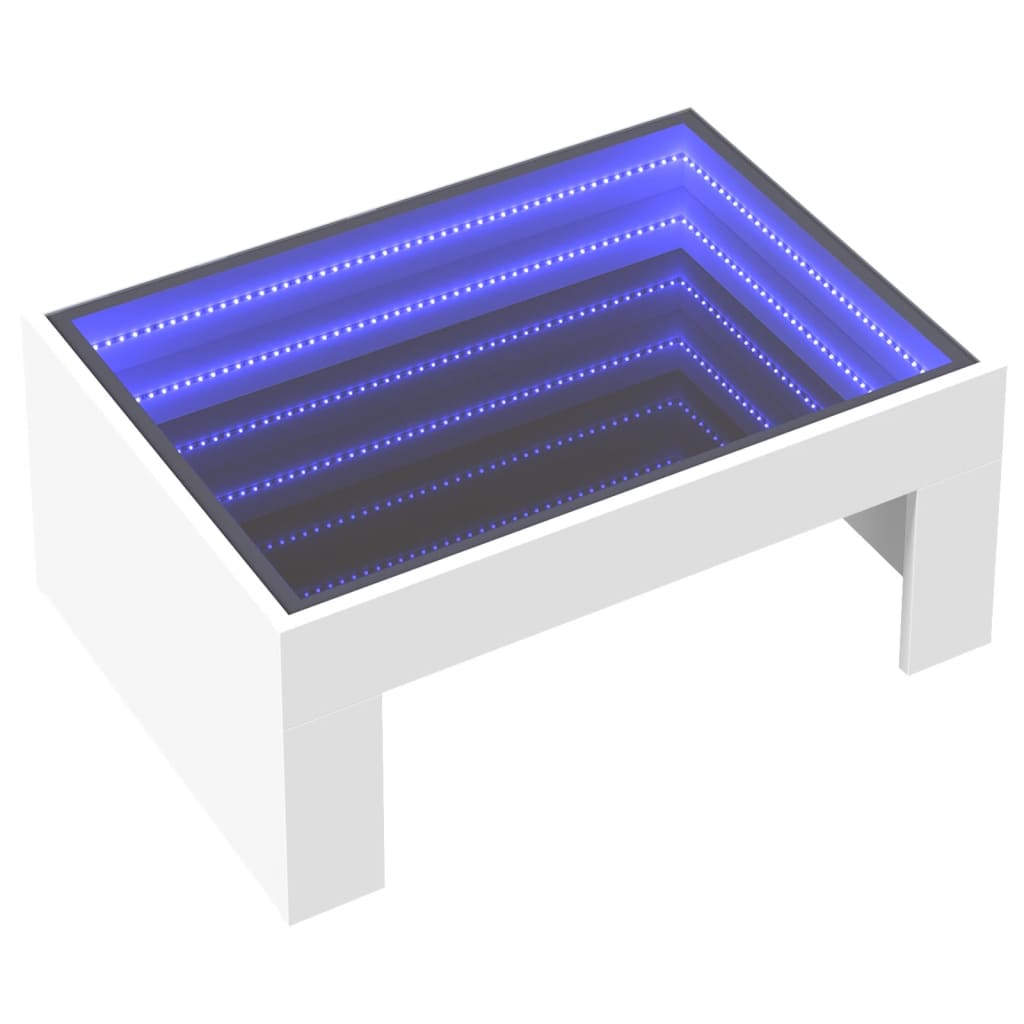 Tavolino da Salotto con LED Infinity Bianco 70x50x30 cm | homemem39