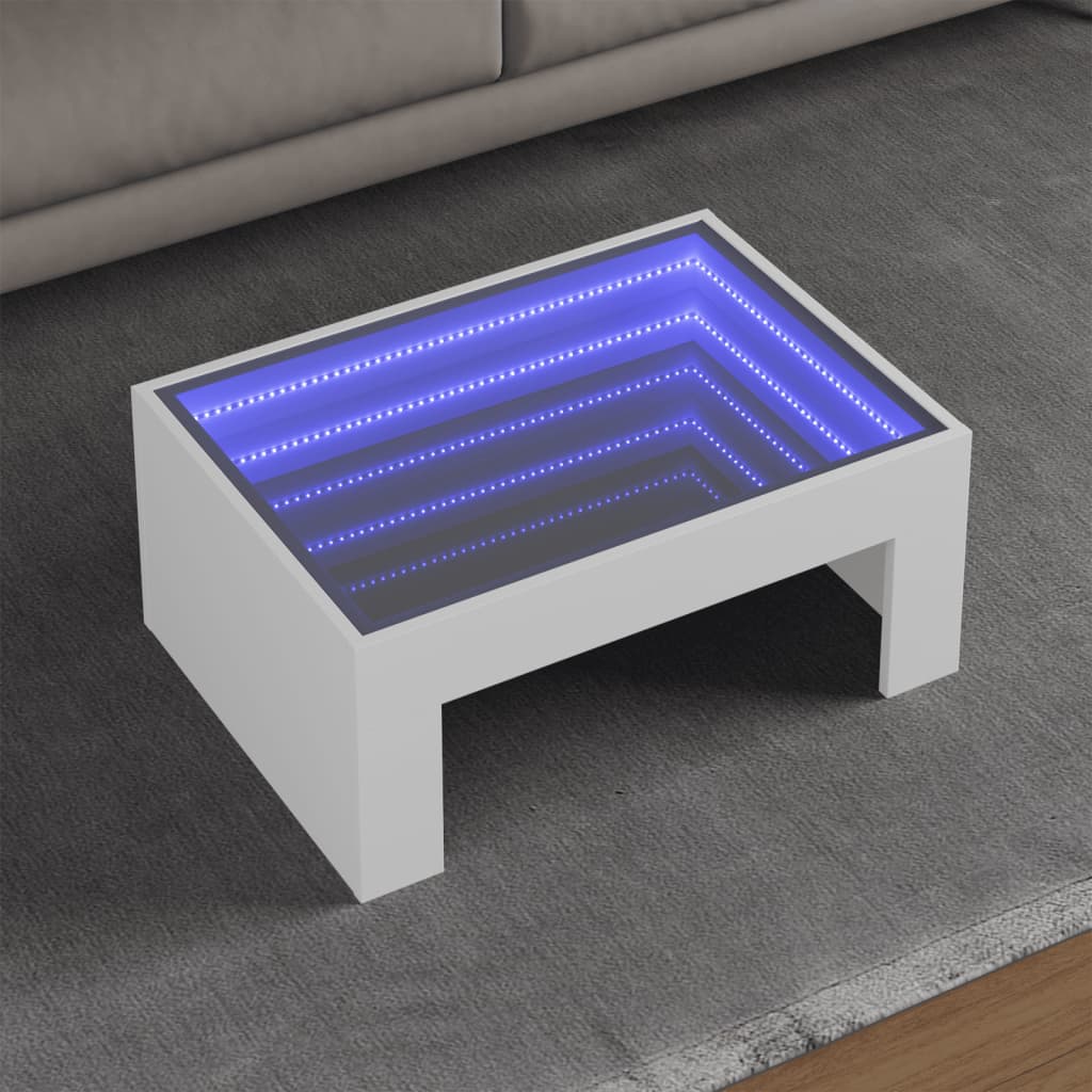 Tavolino da Salotto con LED Infinity Bianco 70x50x30 cm | homemem39