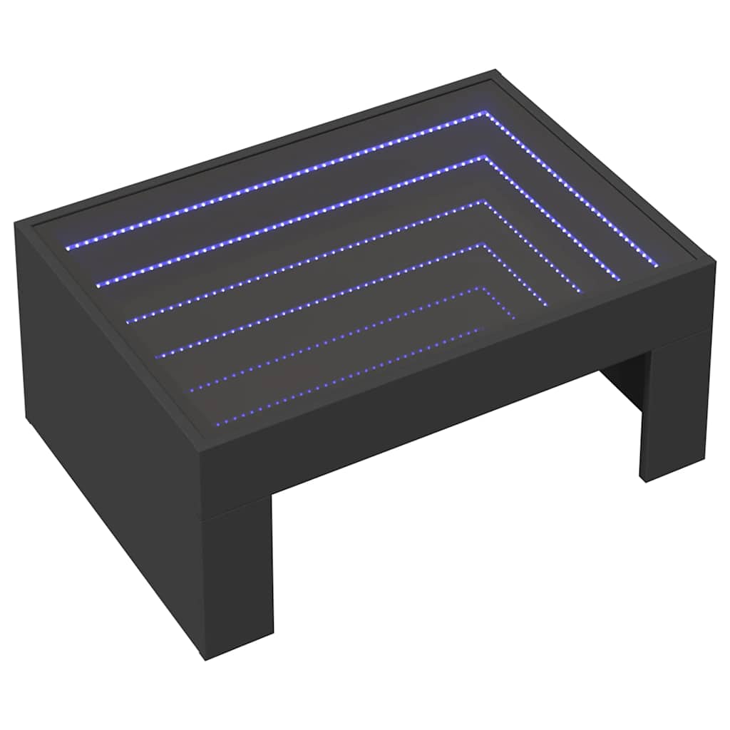 Tavolino da Salotto con LED Infinity Nero 70x50x30 cm | homemem39