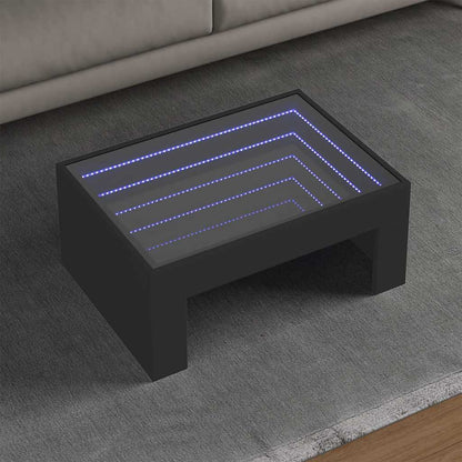 Tavolino da Salotto con LED Infinity Nero 70x50x30 cm | homemem39