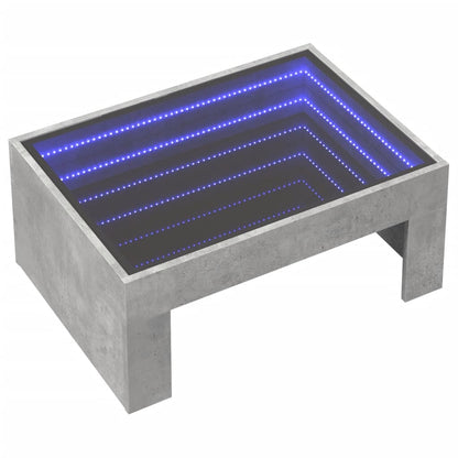 Tavolino da Salotto con LED Infinity Grigio Cemento 70x50x30 cm | homemem39