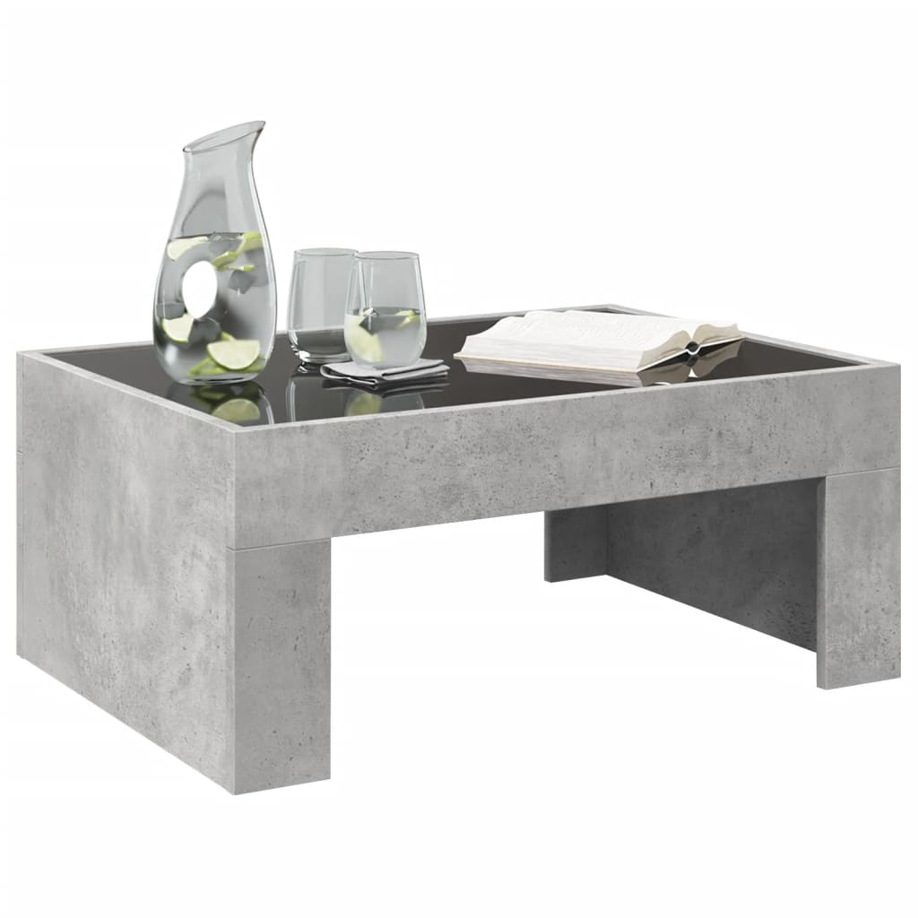 Tavolino da Salotto con LED Infinity Grigio Cemento 70x50x30 cm | homemem39