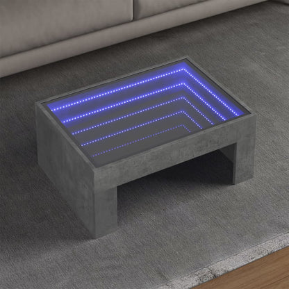Tavolino da Salotto con LED Infinity Grigio Cemento 70x50x30 cm | homemem39