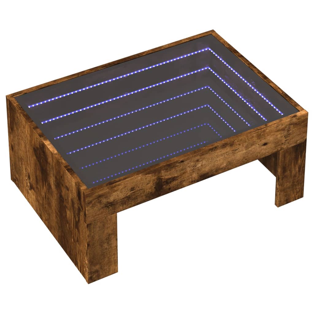 Tavolino da Salotto con LED Infinity Rovere Fumo 70x50x30 cm | homemem39