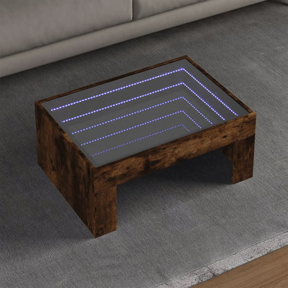 Tavolino da Salotto con LED Infinity Rovere Fumo 70x50x30 cm | homemem39
