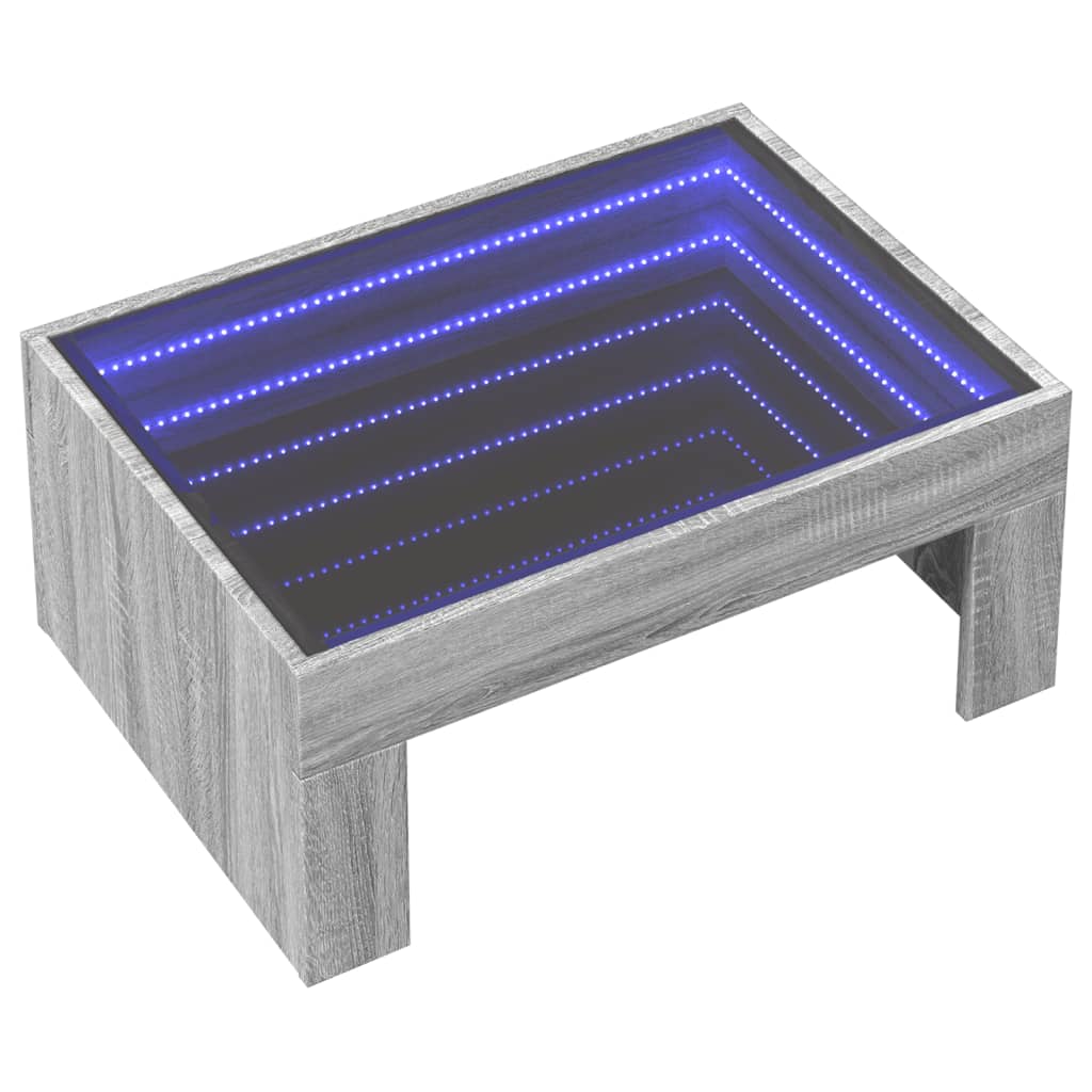 Tavolino da Salotto con LED Infinity Grigio Sonoma 70x50x30 cm | homemem39