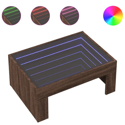 Tavolino da Salotto con LED Infinity Rovere Marrone 70x50x30 cm | homemem39