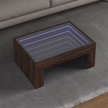 Tavolino da Salotto con LED Infinity Rovere Marrone 70x50x30 cm | homemem39