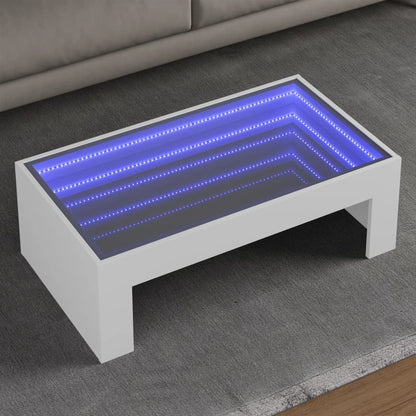 Tavolino da Salotto con LED Infinity Bianco 90x50x30 cm | homemem39