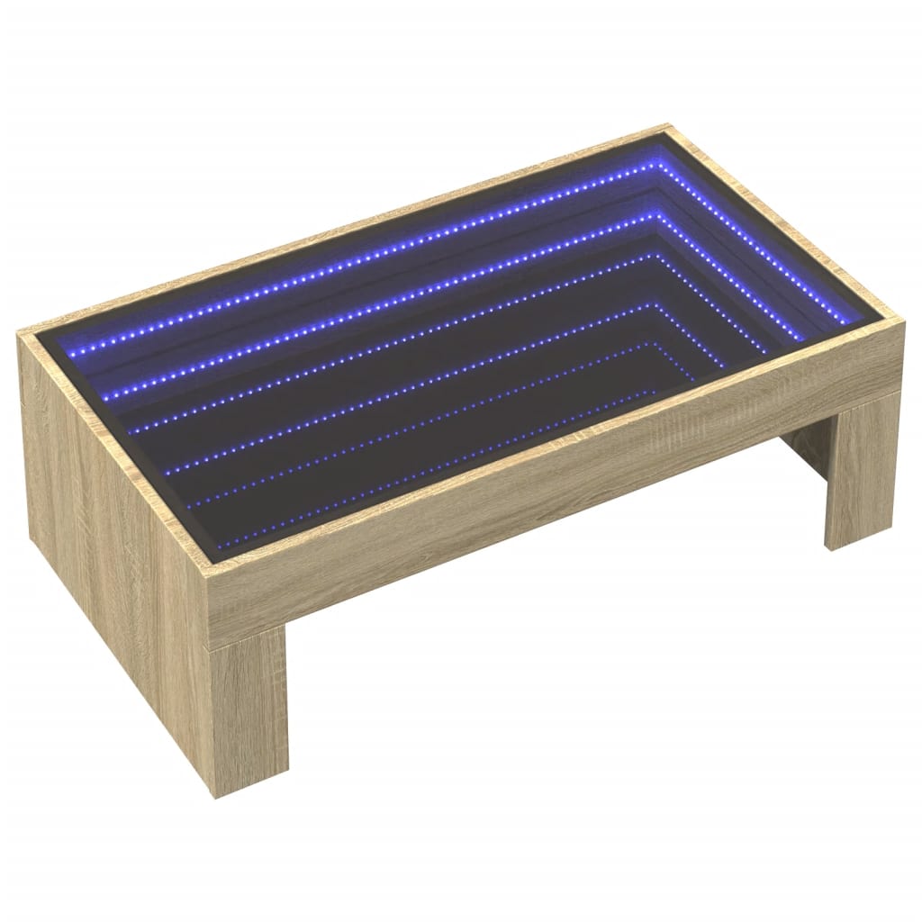 Tavolino da Salotto con LED Infinity Rovere Sonoma 90x50x30 cm | homemem39