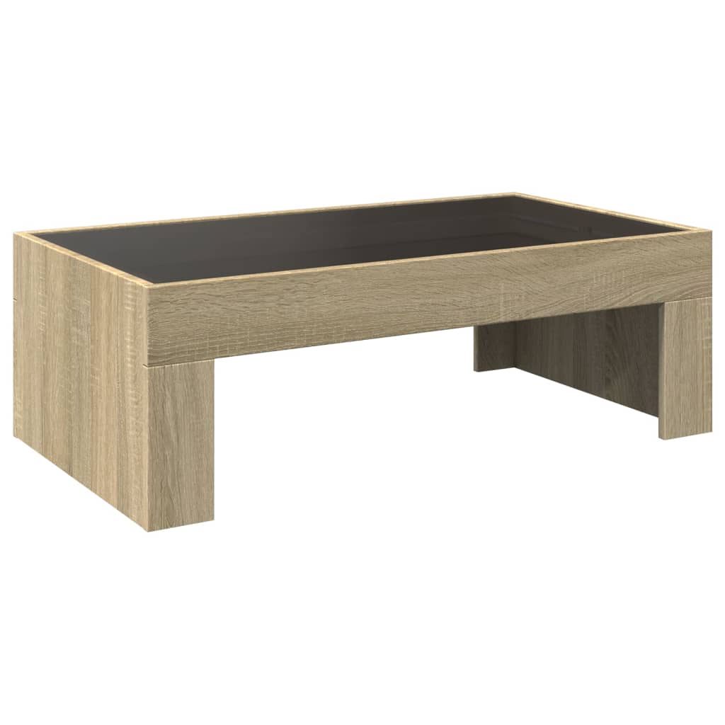 Tavolino da Salotto con LED Infinity Rovere Sonoma 90x50x30 cm