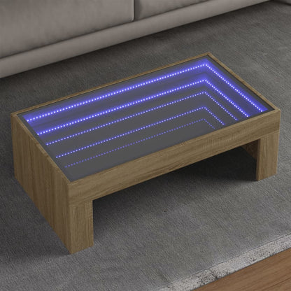 Tavolino da Salotto con LED Infinity Rovere Sonoma 90x50x30 cm | homemem39