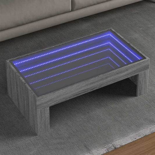 Tavolino da Salotto con LED Infinity Grigio Sonoma 90x50x30 cm | homemem39