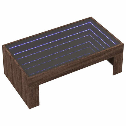 Tavolino da Salotto con LED Infinity Rovere Marrone 90x50x30 cm | homemem39