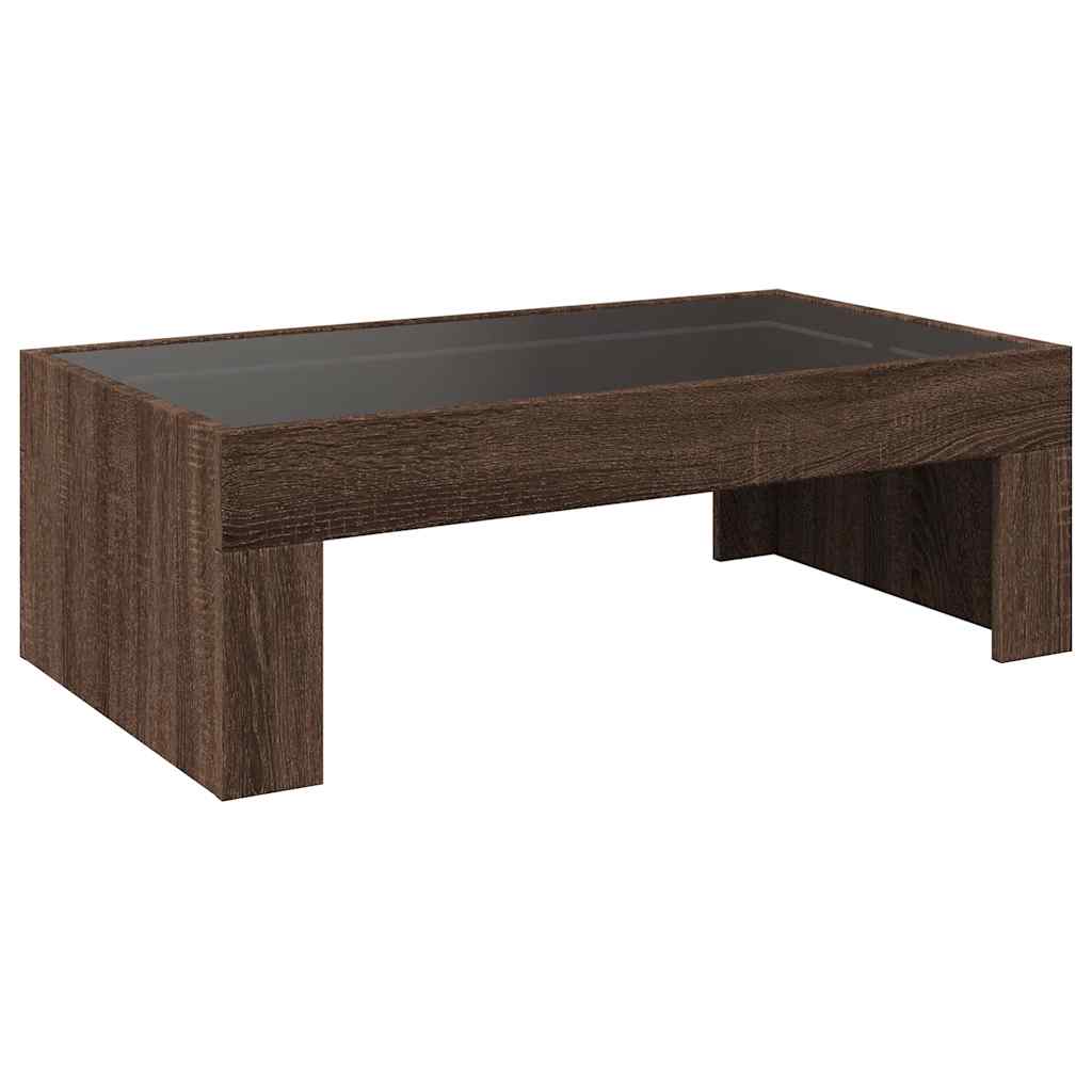Tavolino da Salotto con LED Infinity Rovere Marrone 90x50x30 cm