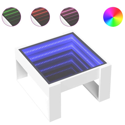 Tavolino da Salotto con LED Infinity Bianco 50x53x30 cm | homemem39