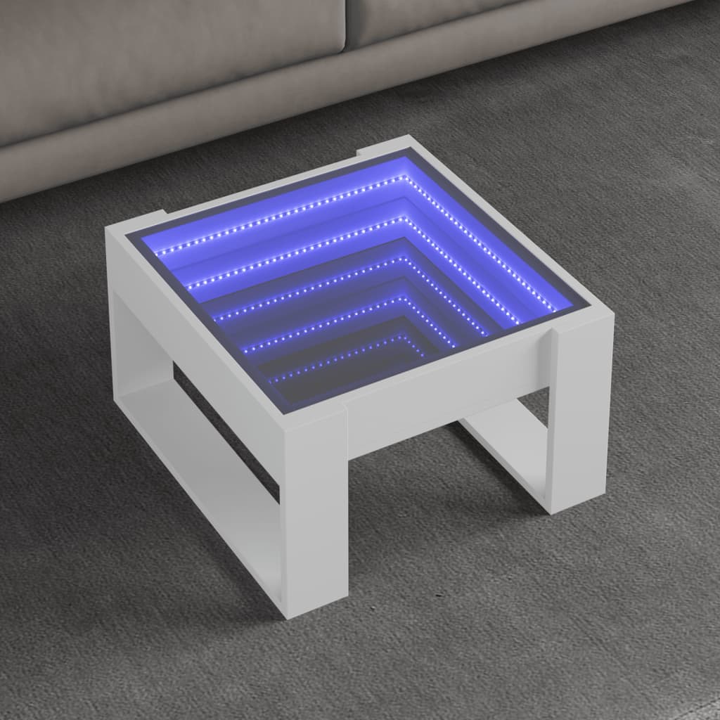 Tavolino da Salotto con LED Infinity Bianco 50x53x30 cm | homemem39