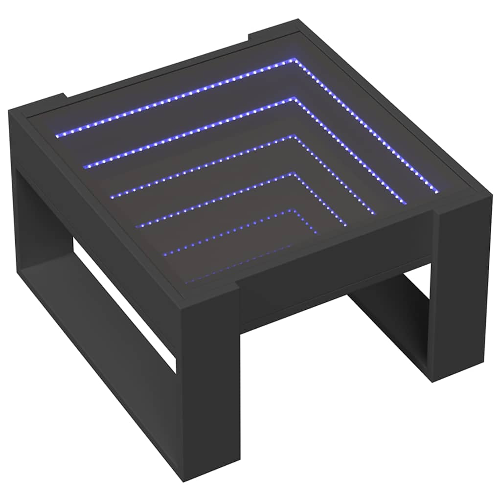 Tavolino da Salotto con LED Infinity Nero 50x53x30 cm | homemem39