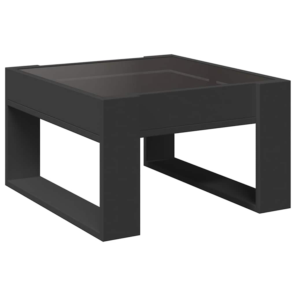 Tavolino da Salotto con LED Infinity Nero 50x53x30 cm | homemem39