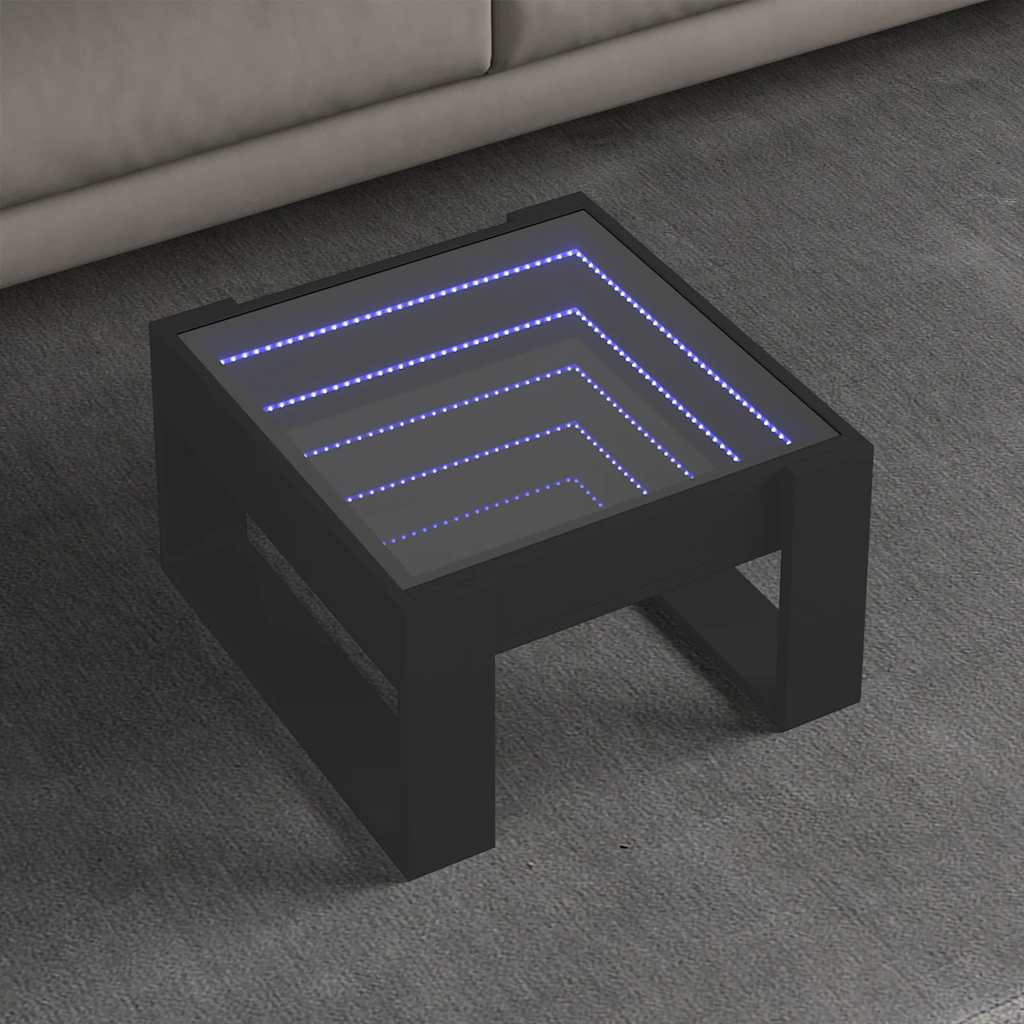 Tavolino da Salotto con LED Infinity Nero 50x53x30 cm | homemem39