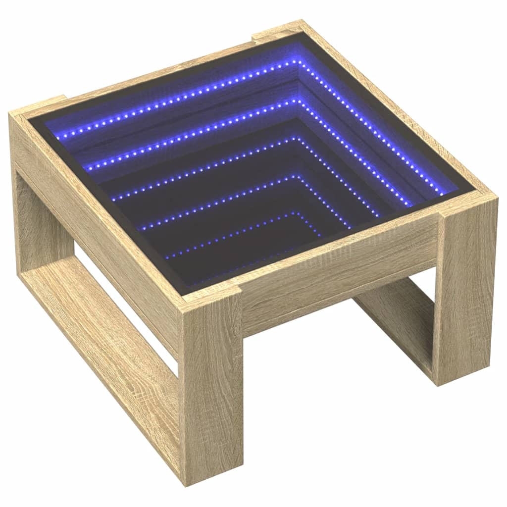 Tavolino da Salotto con LED Infinity Rovere Sonoma 50x53x30 cm | homemem39