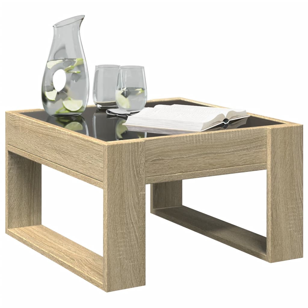 Tavolino da Salotto con LED Infinity Rovere Sonoma 50x53x30 cm