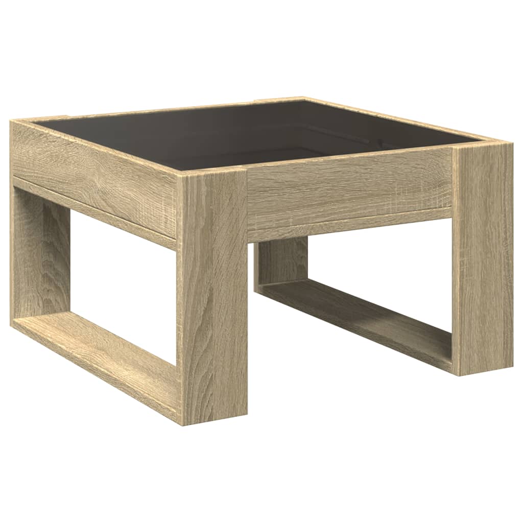 Tavolino da Salotto con LED Infinity Rovere Sonoma 50x53x30 cm