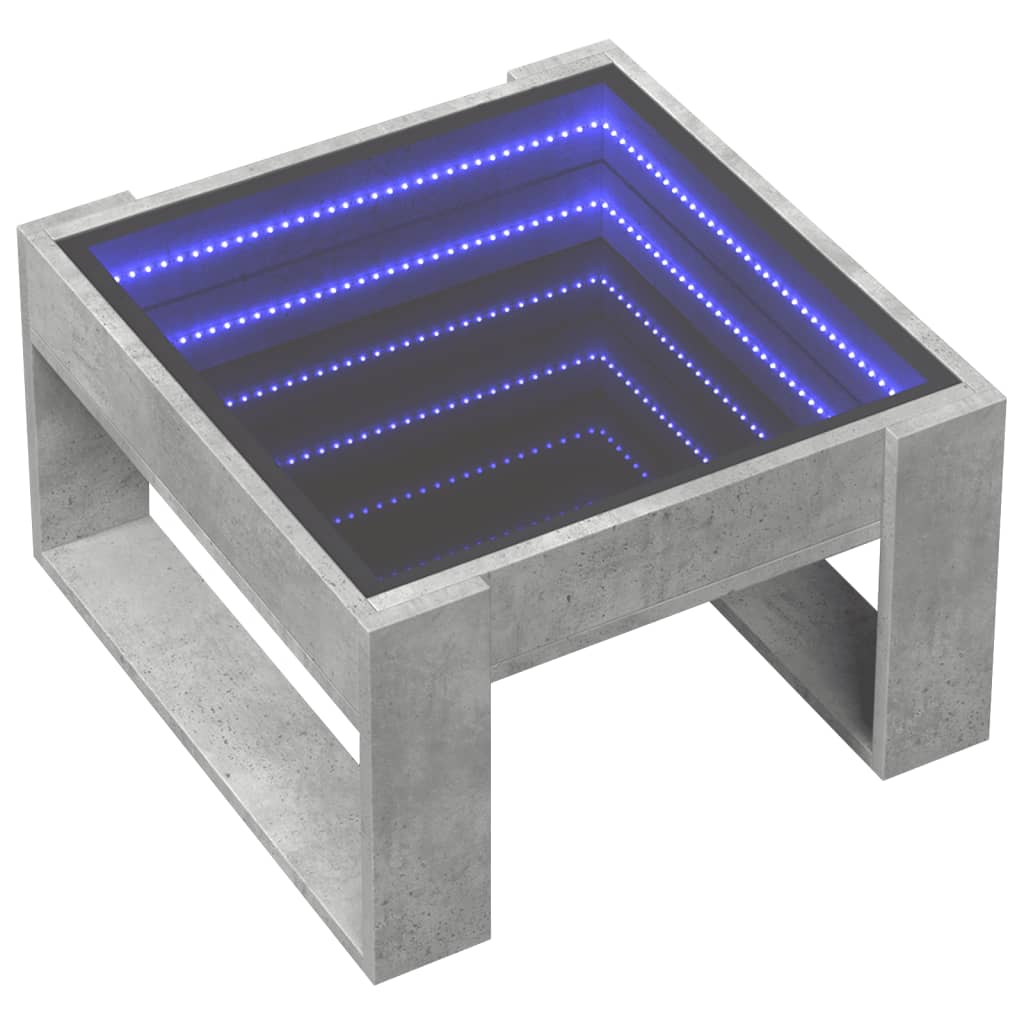 Tavolino Salotto con LED Infinity Grigio Cemento 50x53x30 cm | homemem39