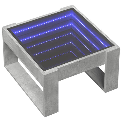 Tavolino Salotto con LED Infinity Grigio Cemento 50x53x30 cm | homemem39