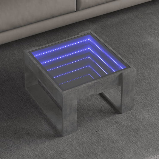 Tavolino Salotto con LED Infinity Grigio Cemento 50x53x30 cm | homemem39