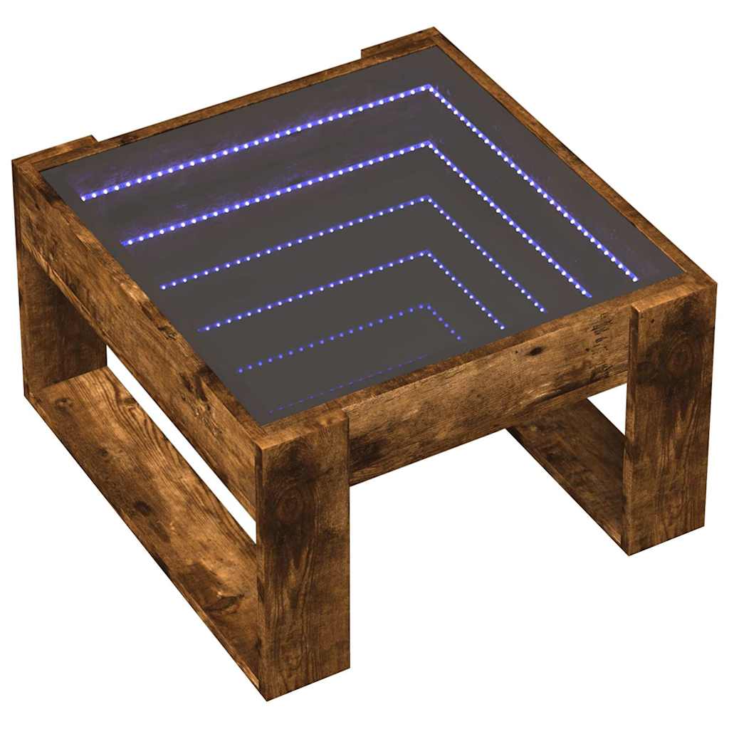 Tavolino da Salotto con LED Infinity Rovere Fumo 50x53x30 cm | homemem39