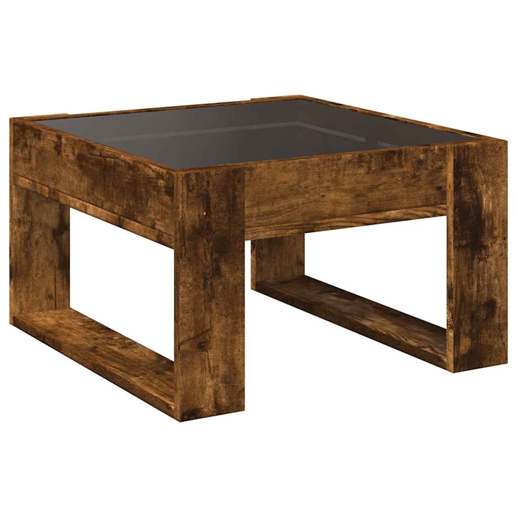 Tavolino da Salotto con LED Infinity Rovere Fumo 50x53x30 cm | homemem39
