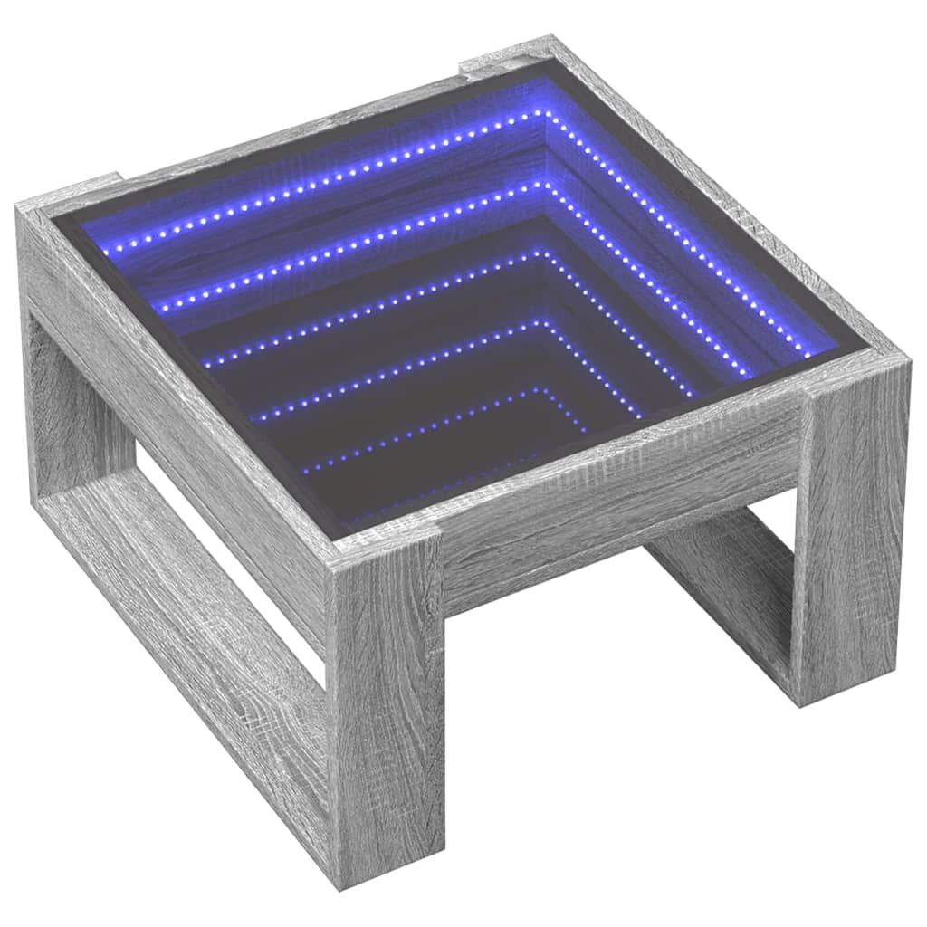 Tavolino da Salotto con LED Infinity Grigio Sonoma 50x53x30 cm | homemem39