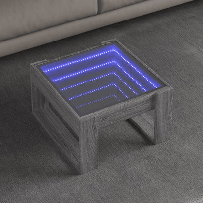 Tavolino da Salotto con LED Infinity Grigio Sonoma 50x53x30 cm