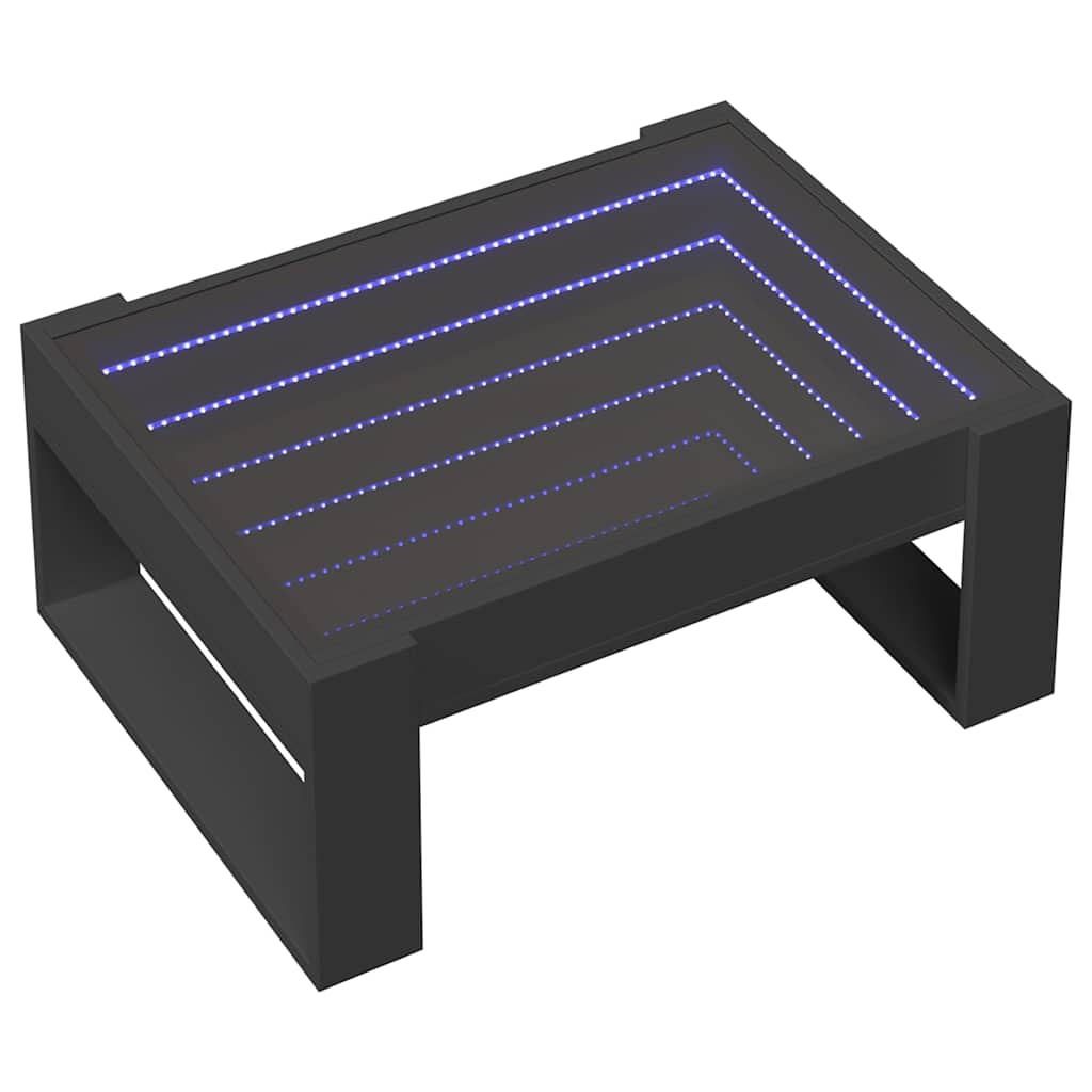 Tavolino da Salotto con LED Infinity Nero 70x53x30 cm | homemem39