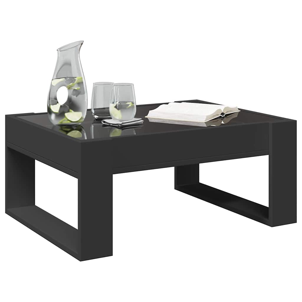 Tavolino da Salotto con LED Infinity Nero 70x53x30 cm | homemem39