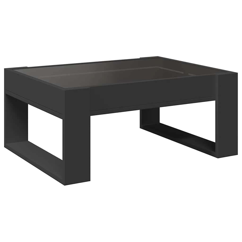 Tavolino da Salotto con LED Infinity Nero 70x53x30 cm | homemem39