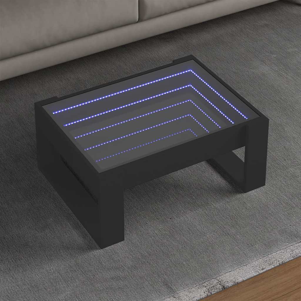 Tavolino da Salotto con LED Infinity Nero 70x53x30 cm | homemem39