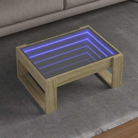 Tavolino da Salotto con LED Infinity Rovere Sonoma 70x53x30 cm | homemem39