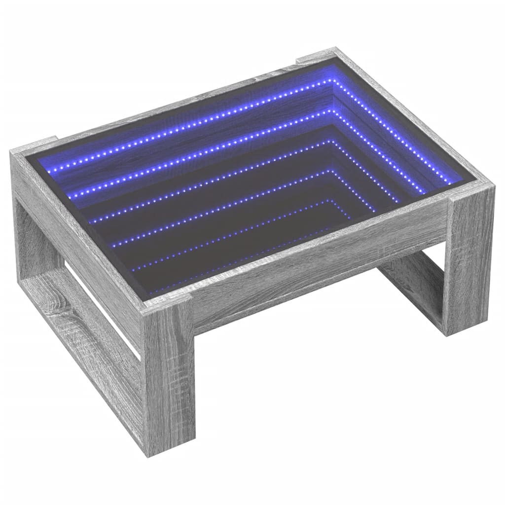 Tavolino da Salotto con LED Infinity Grigio Sonoma 70x53x30 cm | homemem39