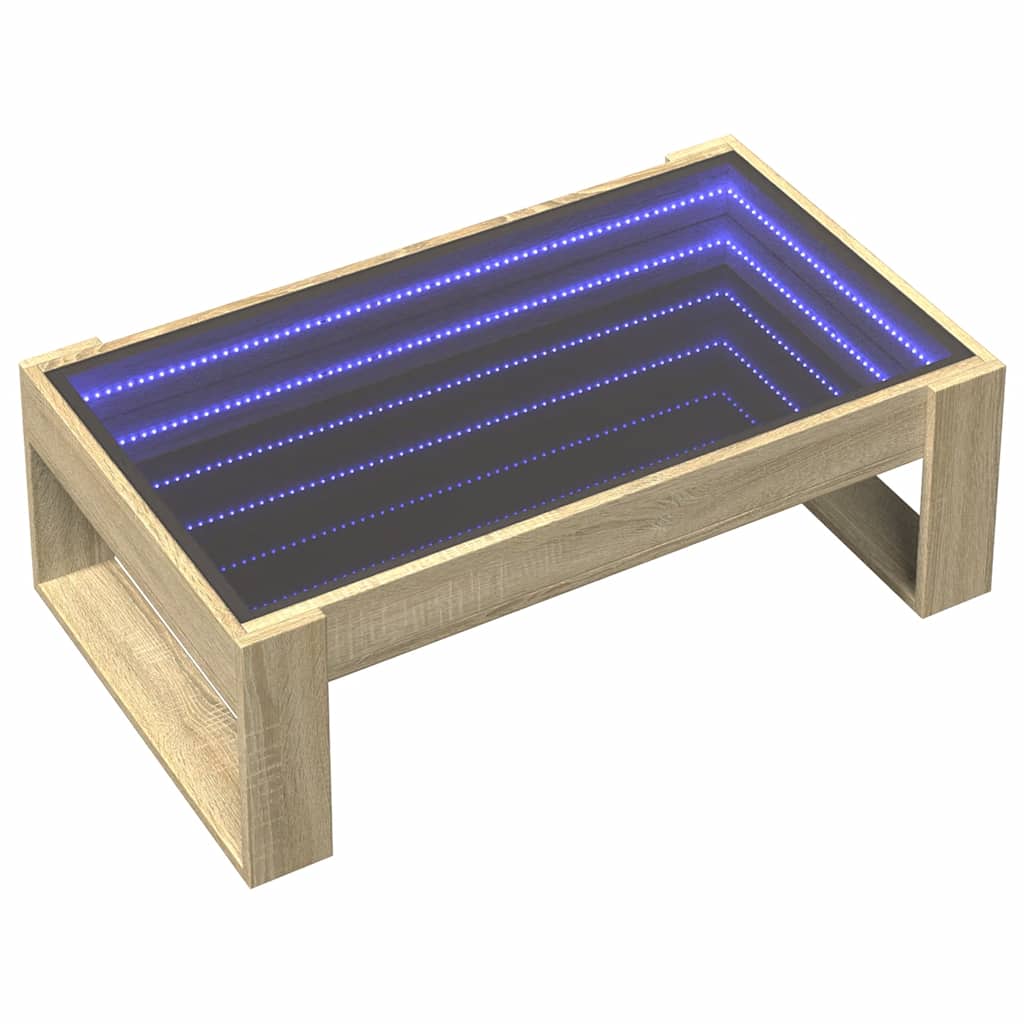 Tavolino da Salotto con LED Infinity Rovere Sonoma 90x53x30 cm | homemem39
