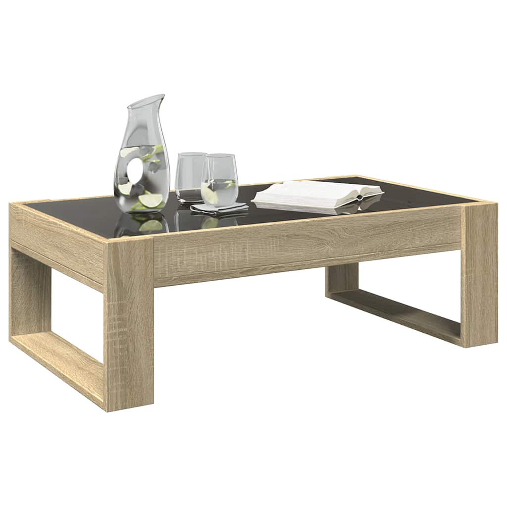 Tavolino da Salotto con LED Infinity Rovere Sonoma 90x53x30 cm | homemem39