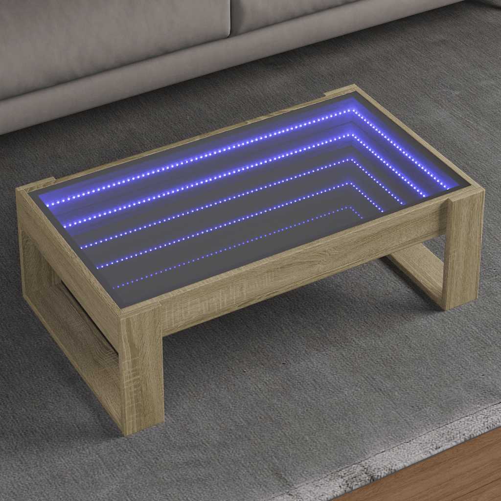 Tavolino da Salotto con LED Infinity Rovere Sonoma 90x53x30 cm | homemem39